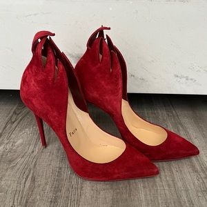 Christian Louboutin Red Flame Victorina Suede Heels